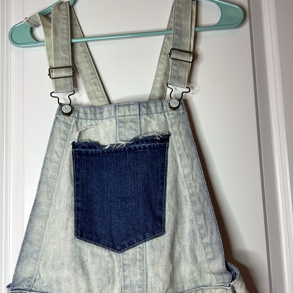 Denim Short Overalls with Pocket - Picture 3 of 12